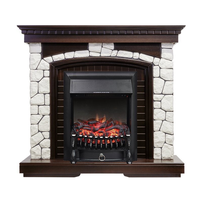 Каминокомплект Royal Flame Glasgow - Темный дуб / Белый с очагом Fobos FX Black фото 1 — Умный климат - Красноярск