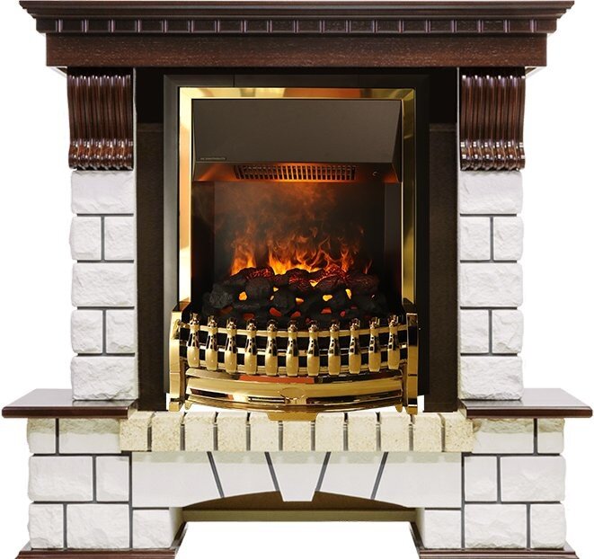 Каминокомплект Dimplex Pierre Luxe угловой - Темный дуб / Белый с очагом Atherton фото 1 — Умный климат - Красноярск