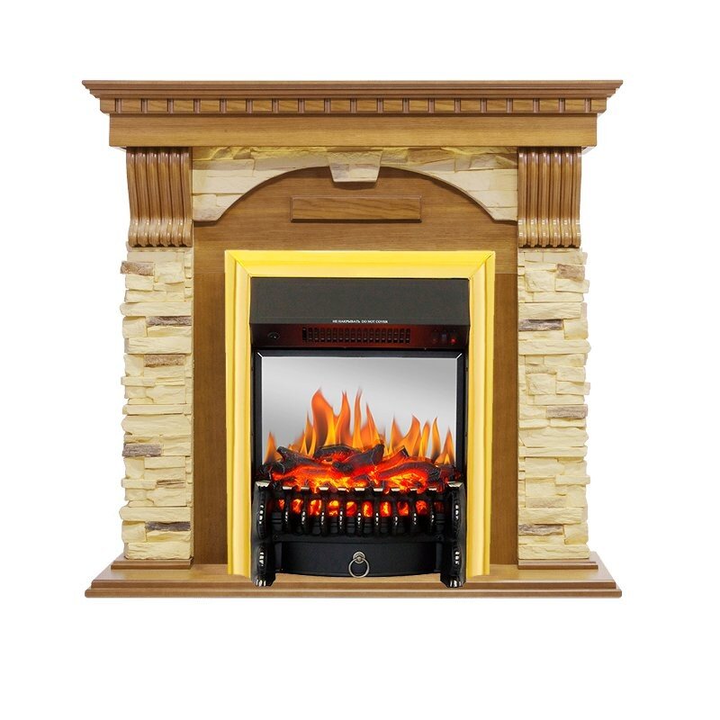Каминокомплект Royal Flame Dublin -  Дуб / Сланец с очагом Fobos FX M Brass фото 1 — Умный климат - Красноярск