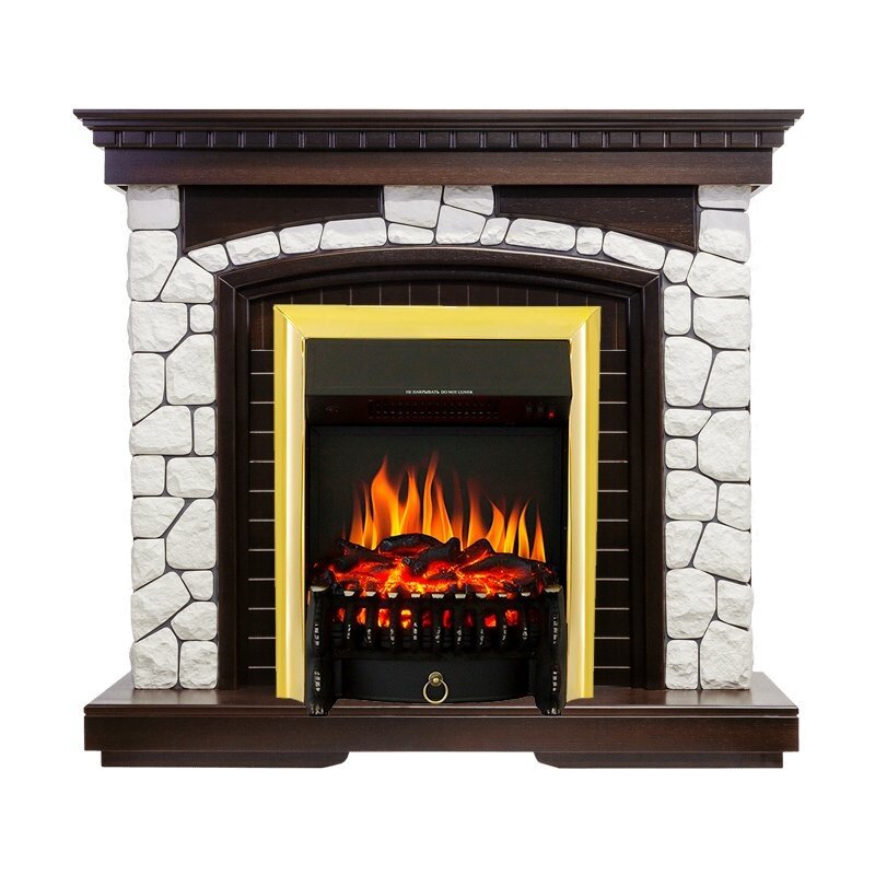 Каминокомплект Royal Flame Glasgow - Темный дуб / Белый с очагом Fobos FX Brass фото 1 — Умный климат - Красноярск