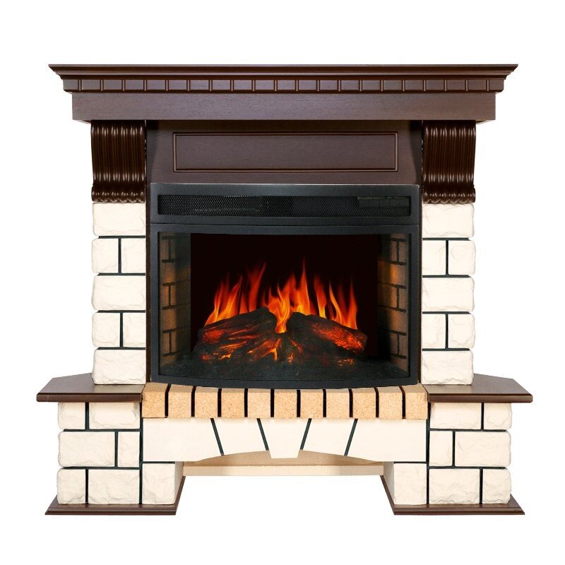 Каминокомплект Royal Flame Pierre Luxe угловой - Белый / Темный дуб с очагом Dioramic 25 LED FX фото 1 — Умный климат - Красноярск
