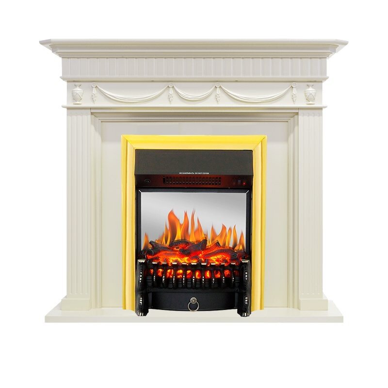 Каминокомплект Royal Flame Corfu - Слоновая кость с очагом Fobos FX M Brass фото 1 — Умный климат - Красноярск