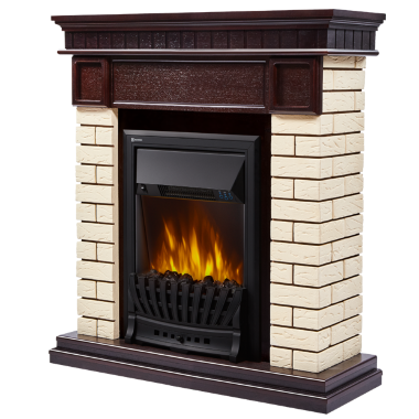 Портал Firelight Bricks Classic камень бежевый,  темный дуб — Умный климат - Красноярск