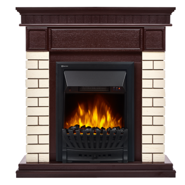 Портал Firelight Bricks Classic камень бежевый,  темный дуб — Умный климат - Красноярск