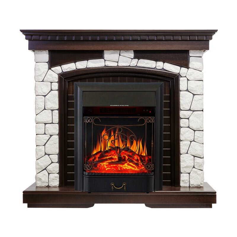 Каминокомплект Royal Flame Glasgow - Темный дуб / Белый с очагом Majestic FX Black фото 1 — Умный климат - Красноярск