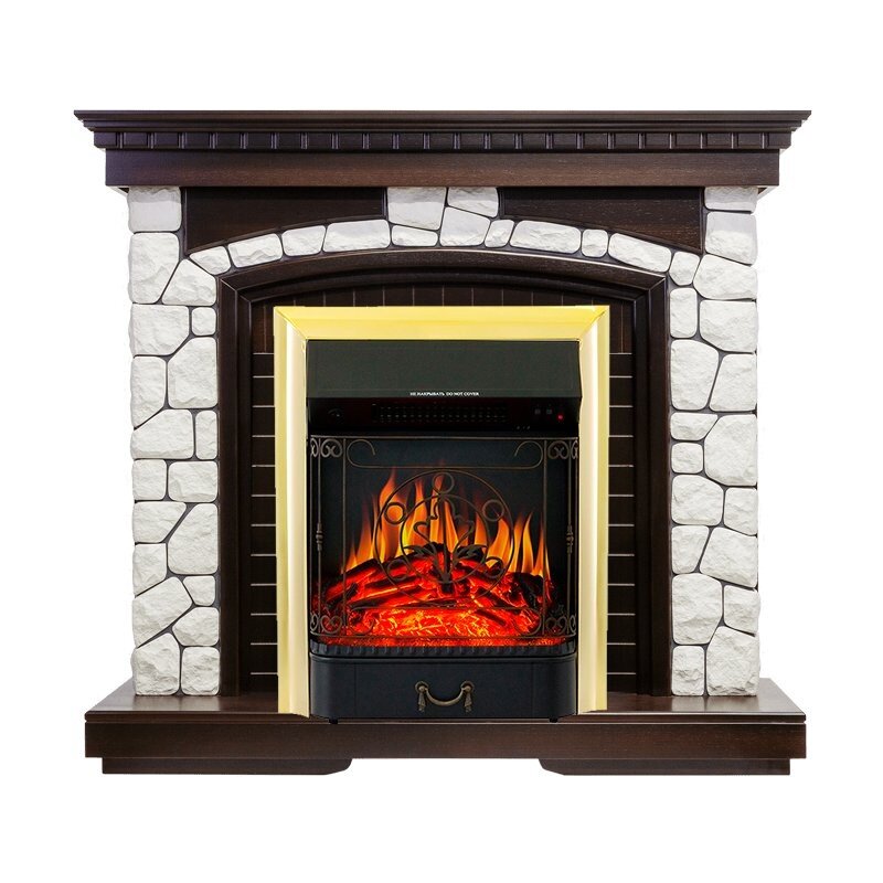 Каминокомплект Royal Flame Glasgow - Темный дуб / Белый с очагом Majestic FX Brass фото 1 — Умный климат - Красноярск