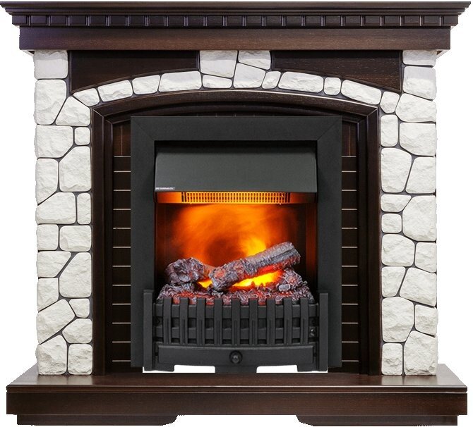 Каминокомплект Dimplex Glasgow - Темный дуб / Белый с очагом Danville Black FB2 фото 1 — Умный климат - Красноярск