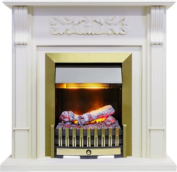 Каминокомплект Dimplex Venice - Фактурный белый с очагом Danville Antique Brass FB2 фото 1 — Умный климат - Красноярск