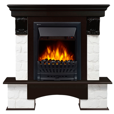 Портал Firelight Forte Classic камень белый, темный дуб — Умный климат - Красноярск