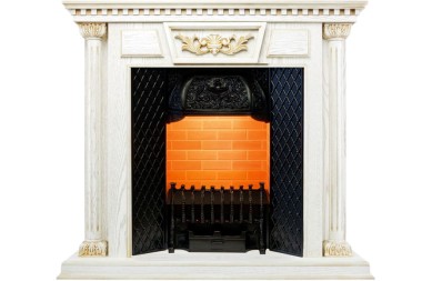 Каминокомплект Dimplex Olympia - Белый дуб, патина с золотом / Кирпич с Cassette 400 LNH-INT дрова &mdash; Умный климат - Красноярск